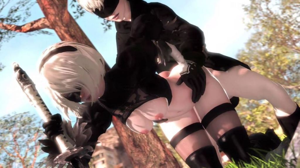 Yorha 9S and 2B Fucked in the woods