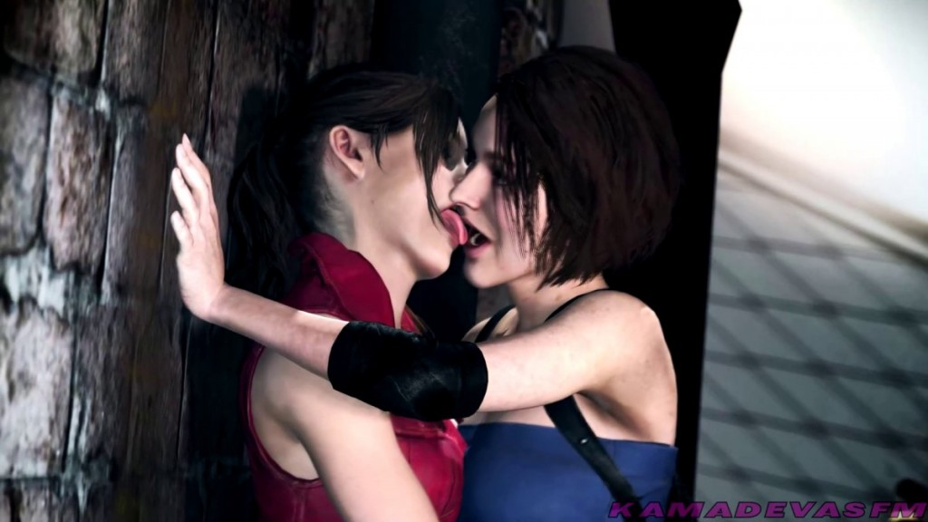 Jill and Claire kissing in the alley