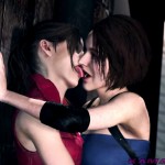 Jill and Claire kissing in the alley