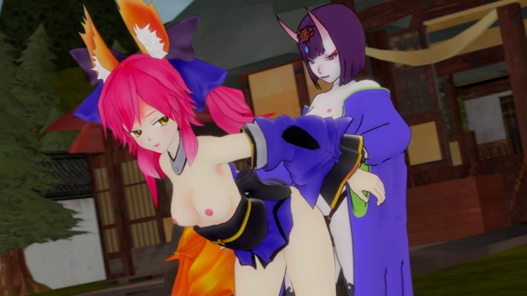 Tamamo fucked by Shuten with Strap-on