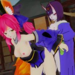 Tamamo fucked by Shuten with Strap-on