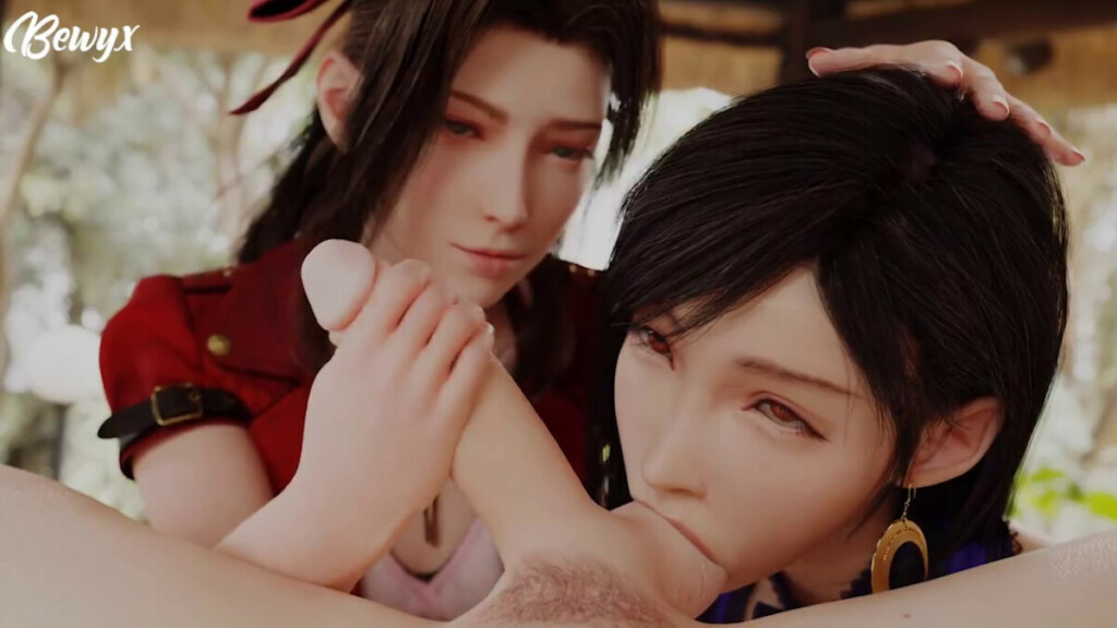 Tifa ball succ and Aerith Handjob