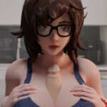 Mei giving a titjob with her massive tits