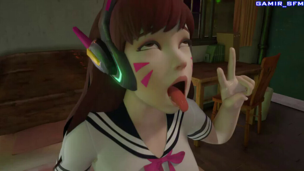D.va riding a bad dragon dildo