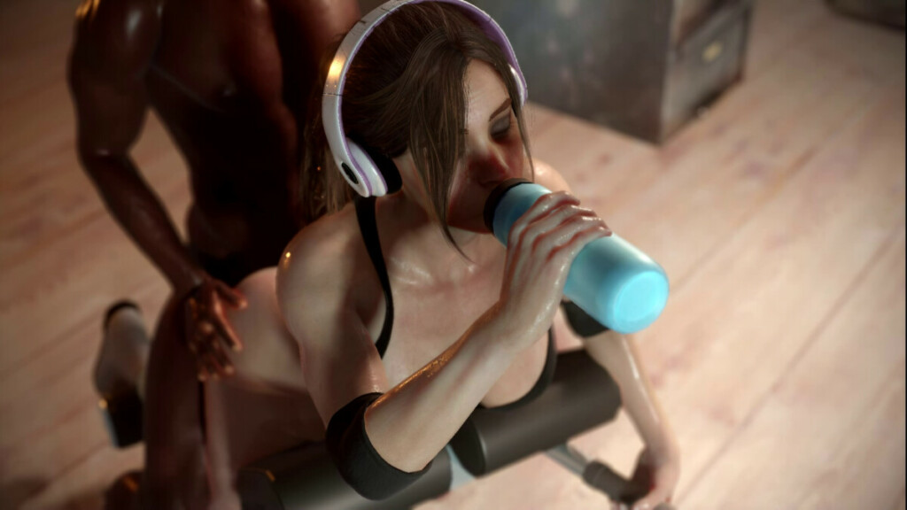 Claire Redfield working out hard