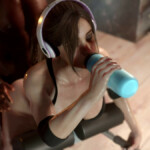 Claire Redfield working out hard