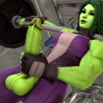Futa She-hulk jerking herself off
