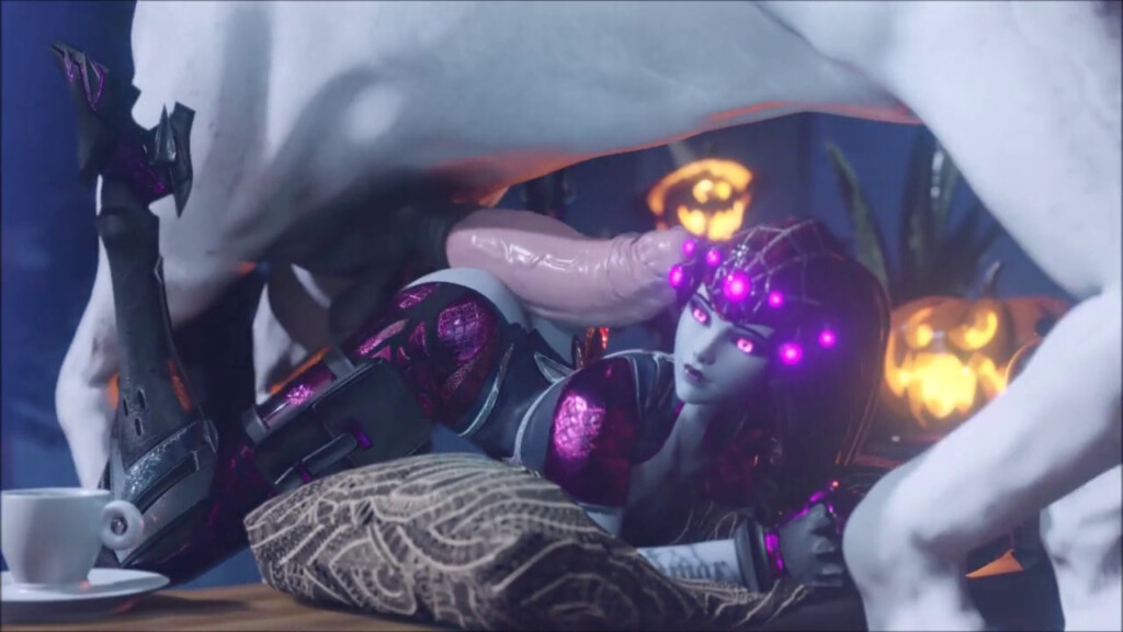 Widowmaker giving a horse buttjob