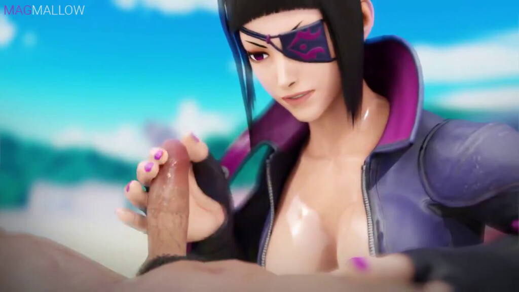 Juri Han giving a handjob and blowjob