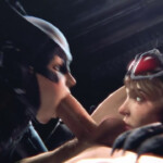 Batgirl & Catwoman sharing a cock