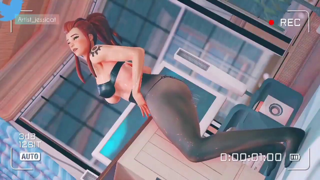 Brigitte rubbing her pussy against the table