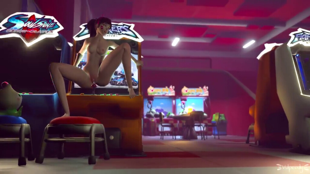 D.va having fun at Arcade