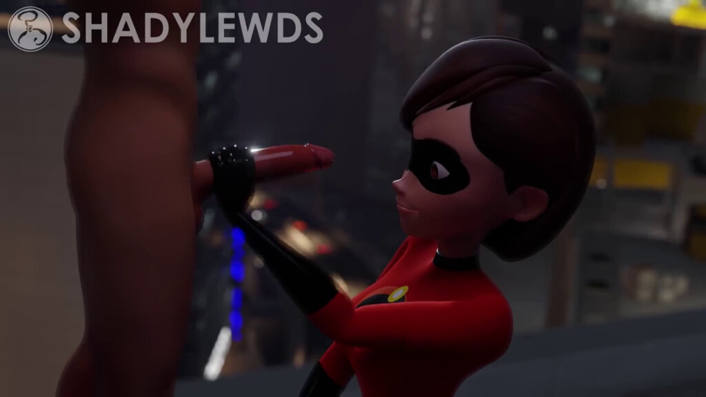 Elastigirl giving a handjob on rooftop