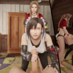 Handjob from Tifa while she fucked by Aerith