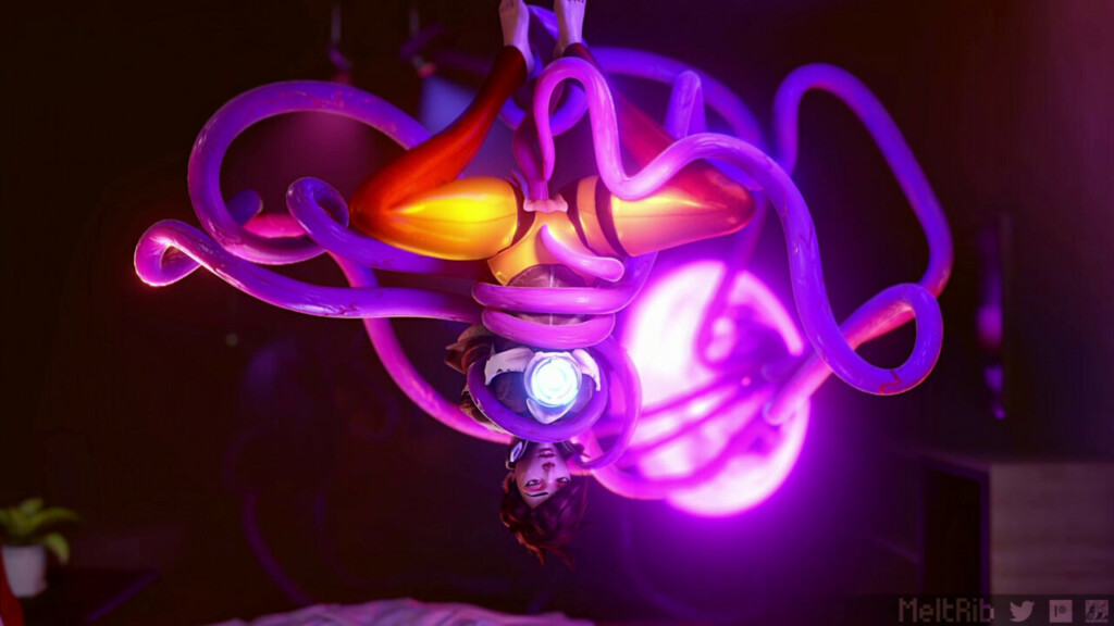 Tracer double penetrated by tentacles