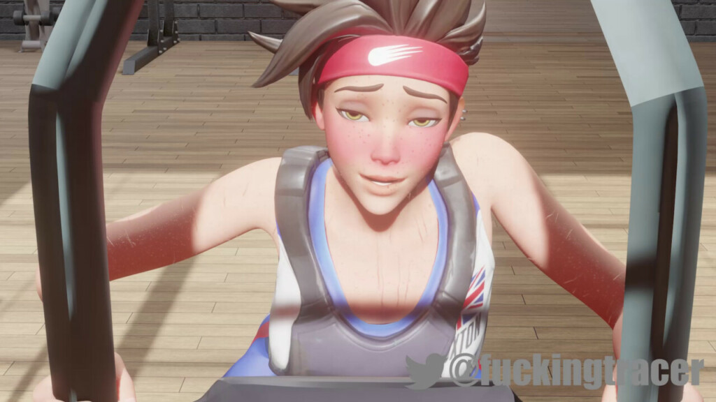 Tracer riding a dildo on her bike