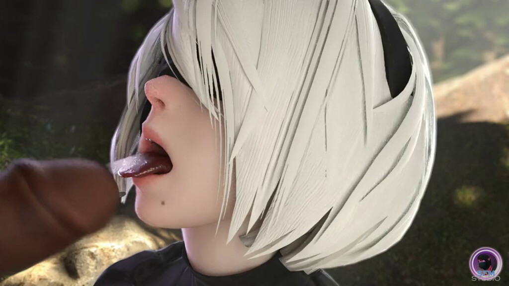 2B gets cummed in mouth