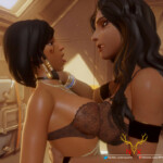 Ana and Pharah kissing