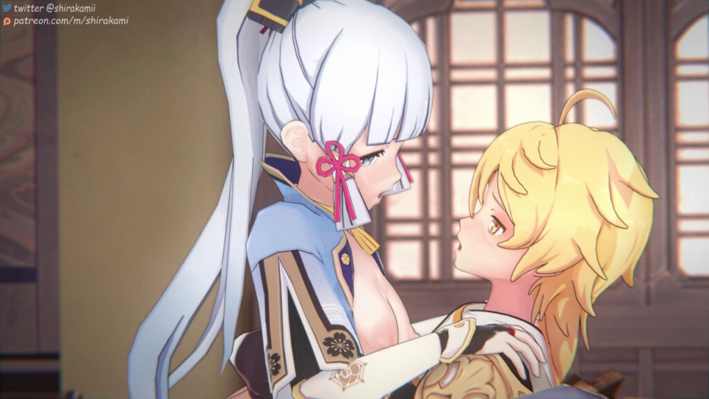 Ayaka riding Aether