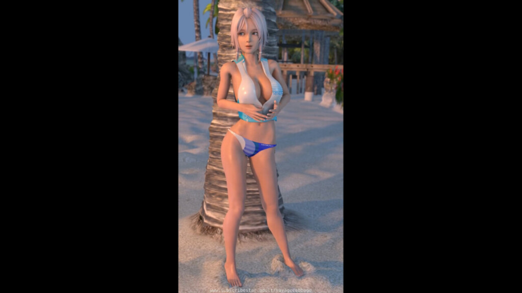 Luna stripping on the beach