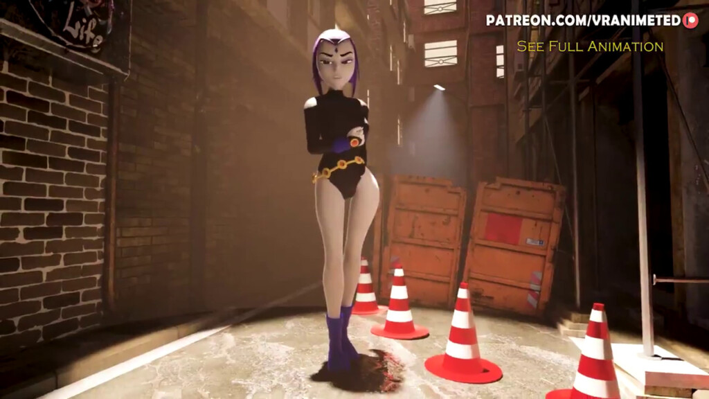 Having fun with Raven in back alley
