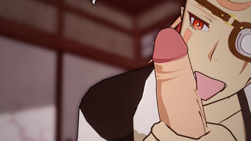 Baiken giving a blowjob