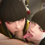 Hinoa and Minoto sharing a cock