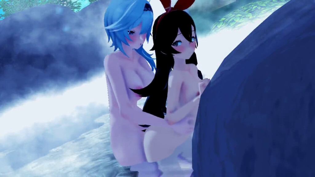 Amber and Futa Eula in hot spring