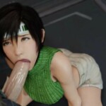 Yuffie blowing a Shinra soldier