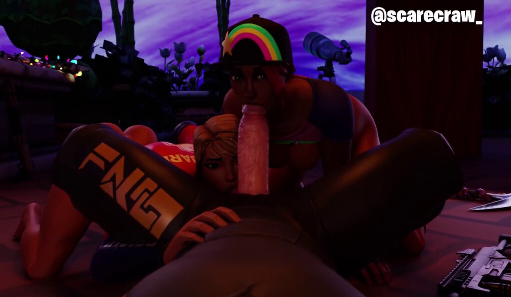 Beach Bomber and Sun Strider threesome blowjob