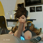 Tracer sucking a big cock