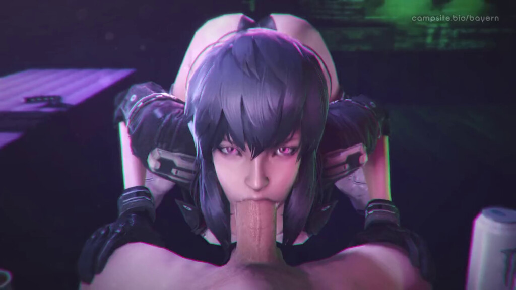 Major Kusanagi giving a blowjob