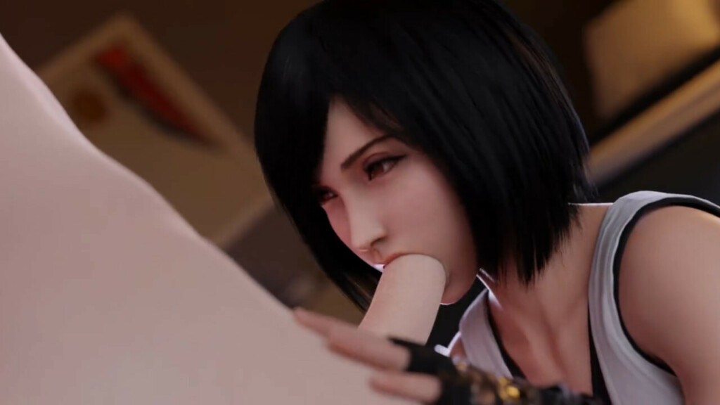 Short haired Tifa giving a BJ