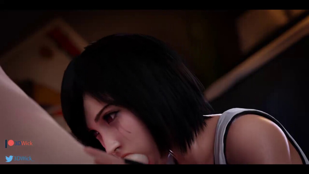 Tifa teared up from deepthroating