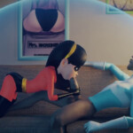 Violet having fun with Frozone