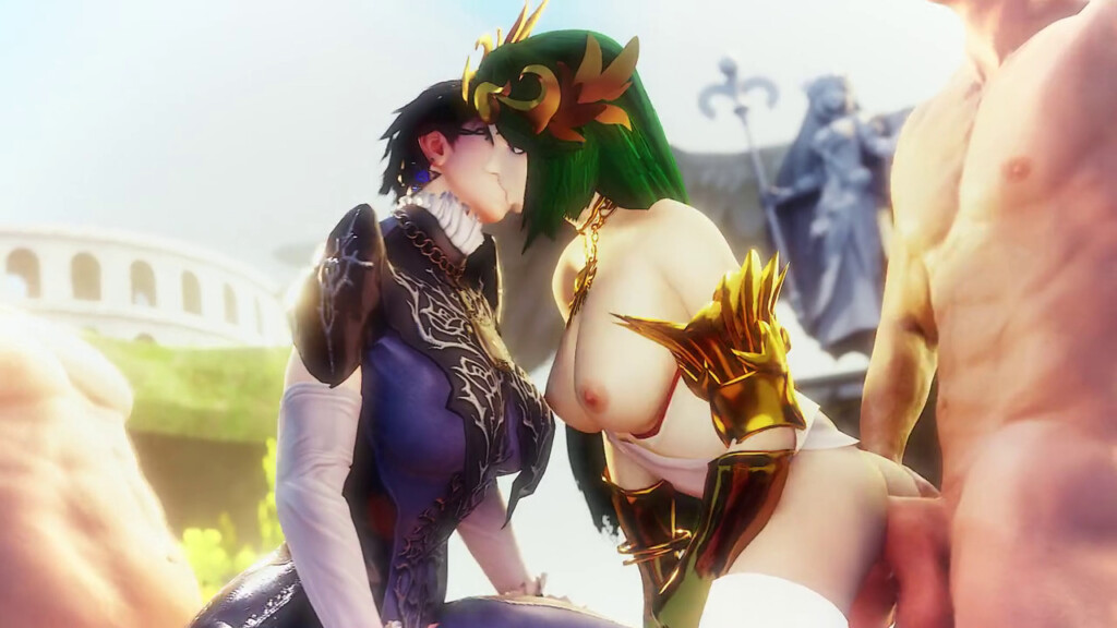 Bayonetta and Palutena banged