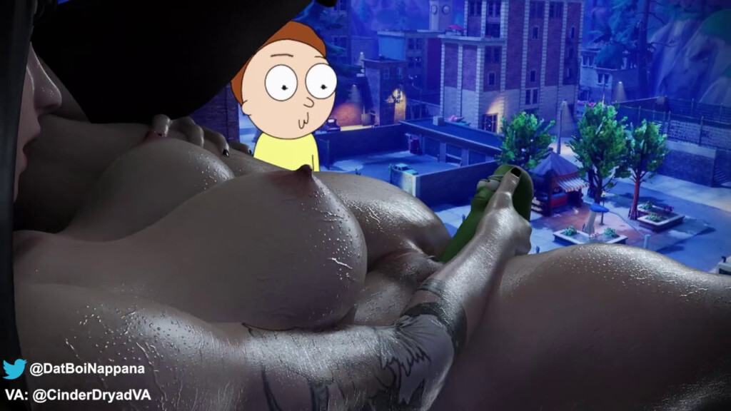 Charlotte having fun with pickle Rick