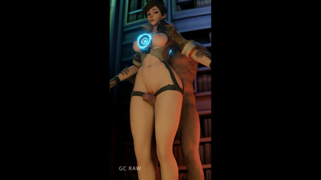 Tracer pussy rubbing from behind