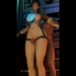 Tracer pussy rubbing from behind