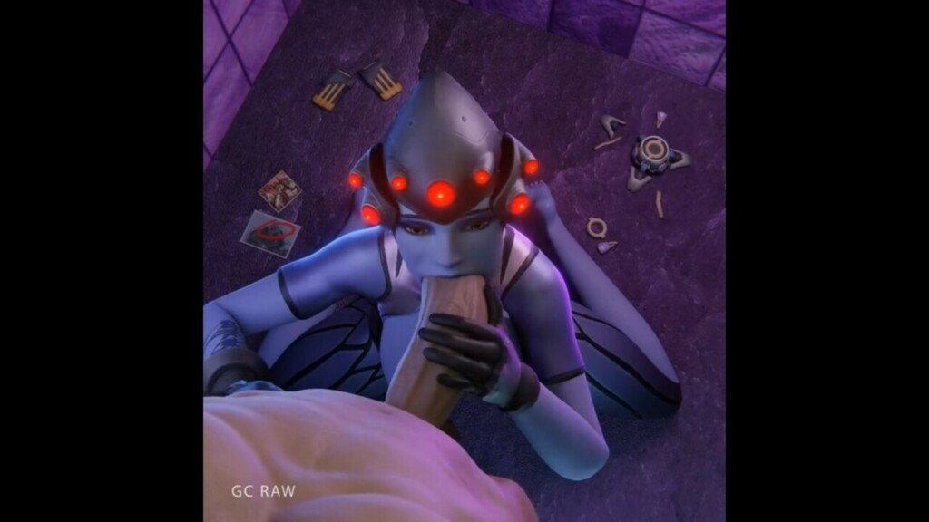 Widowmaker deepthroating in a nightclub