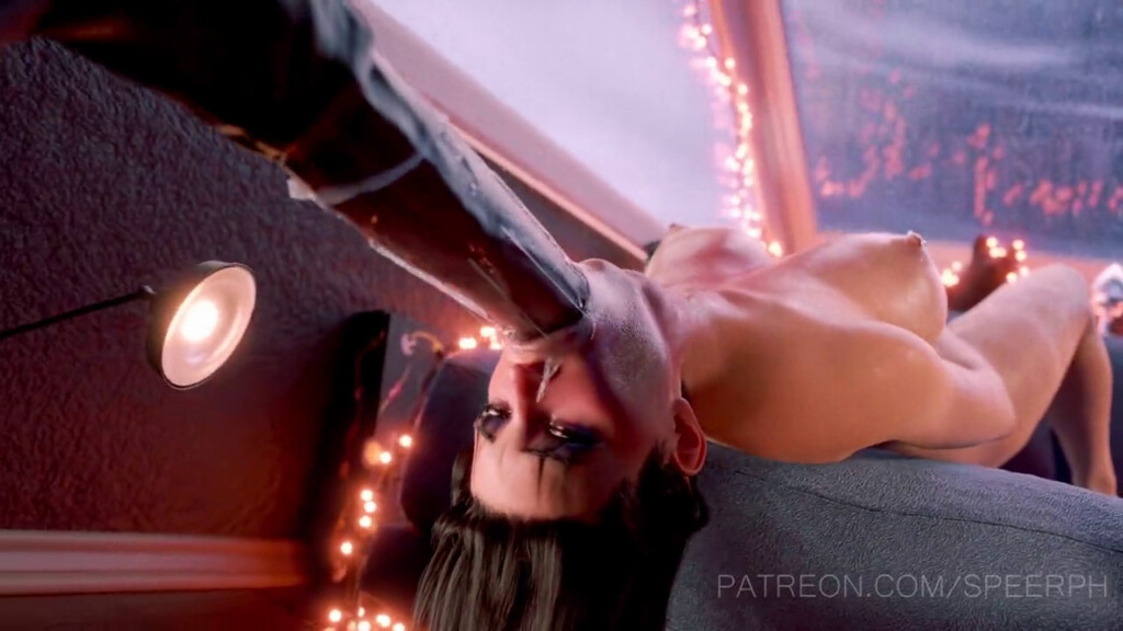 Lara Croft's throat fucked deep