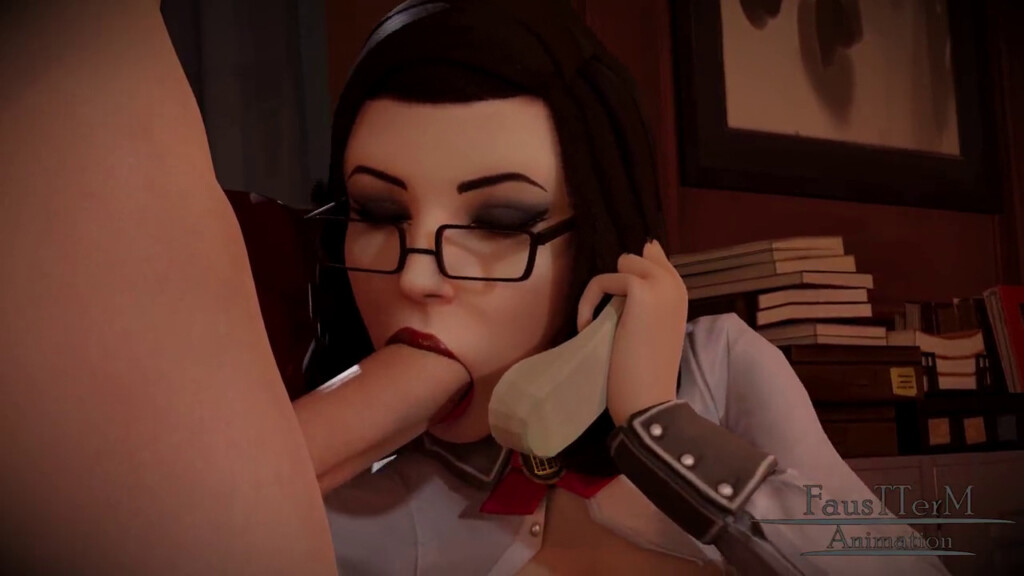 Secretary Elizabeth blowjob on phone