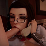 Secretary Elizabeth blowjob on phone