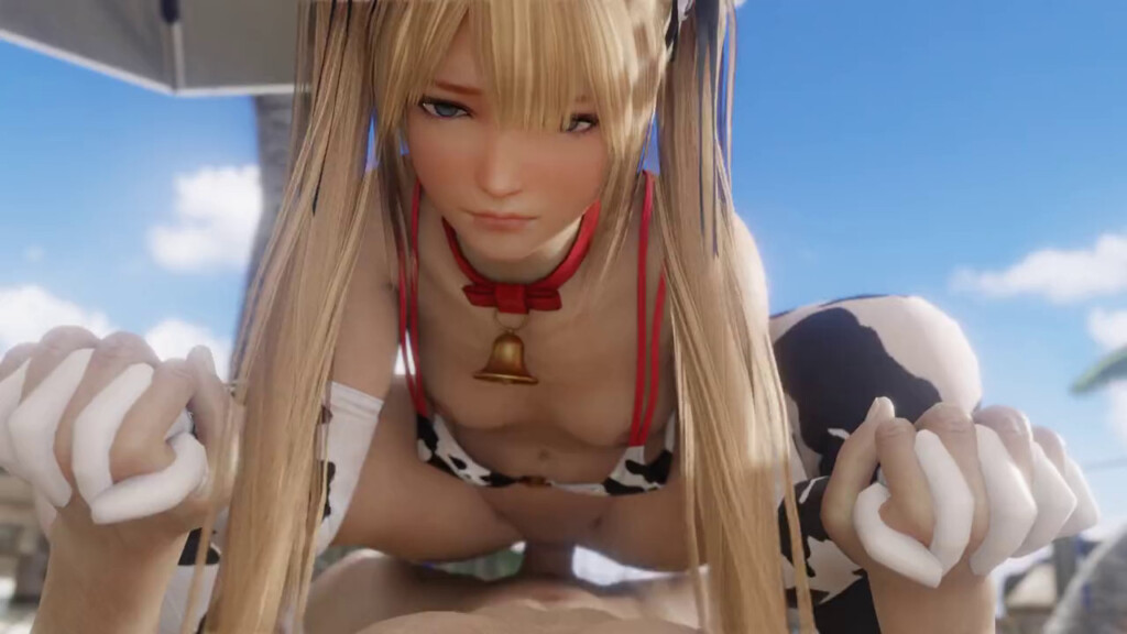 Cow Marie Rose riding on the beach