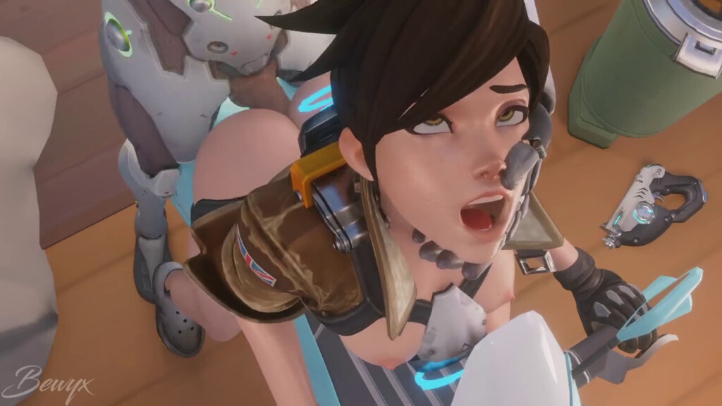 Genji riding with Tracer