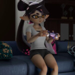 Oblivious Callie playing video games