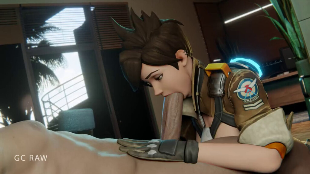 Tracer can't fit it all in her mouth