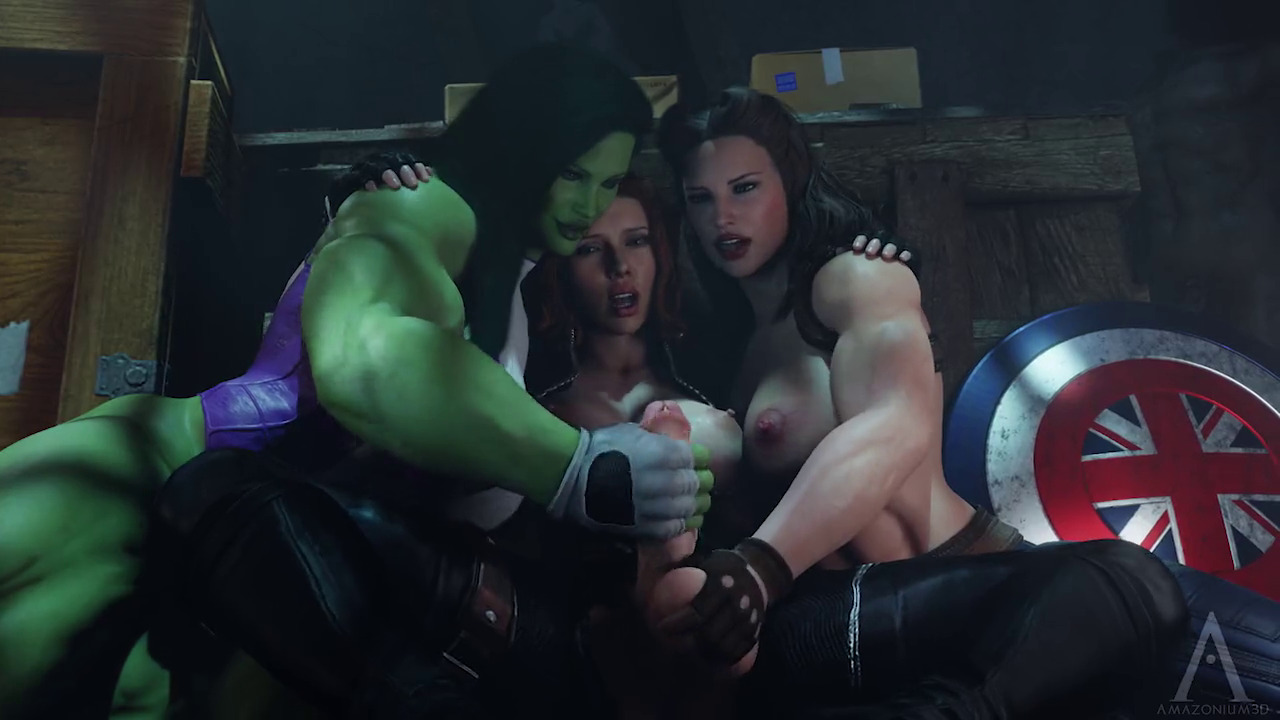 Captain Carter, She-hulk and Futa Black Widow