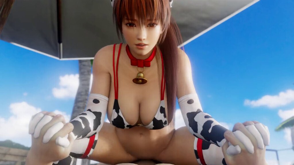 Cow Kasumi riding on the beach
