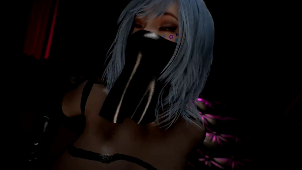 Blue haired girl provocative dance